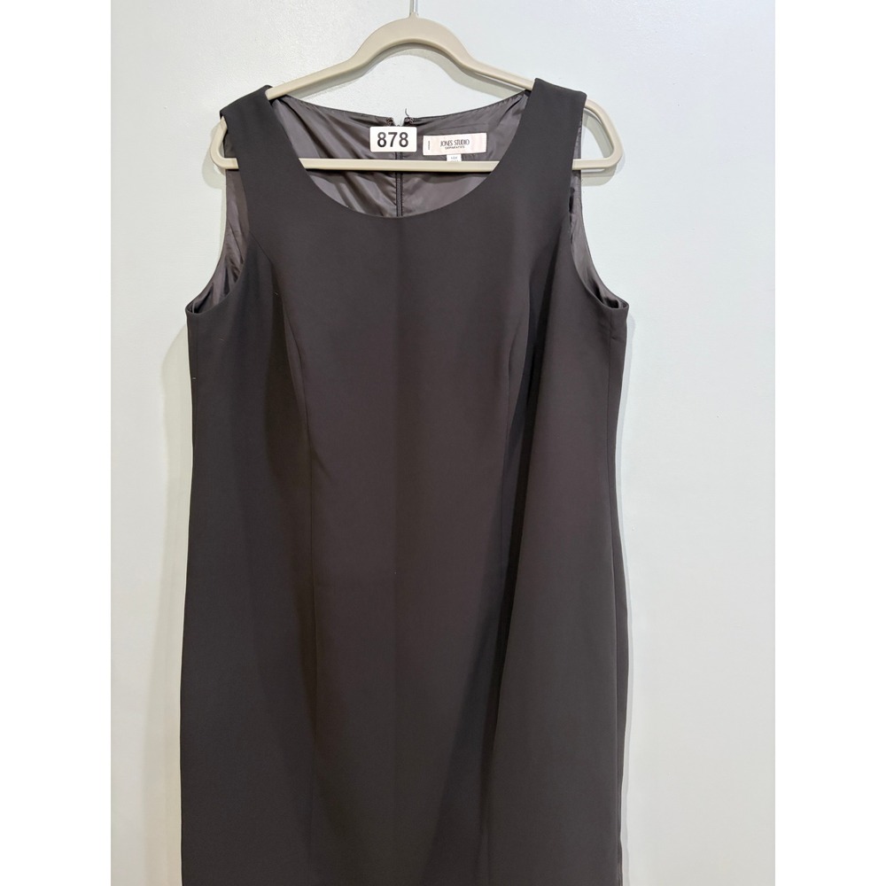 Jones Studio Separates Womens 14W Black Sleeveless Sheath Dress Scoop Neck Lined